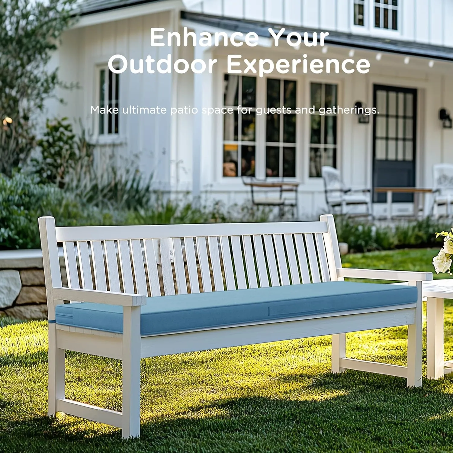 Codi Outdoor Bench Cushion 48 inch, Double Waterproof Patio Furniture Cushions Replacement for Swing, Porch, Couch, 48x18x3'', Teal Blue