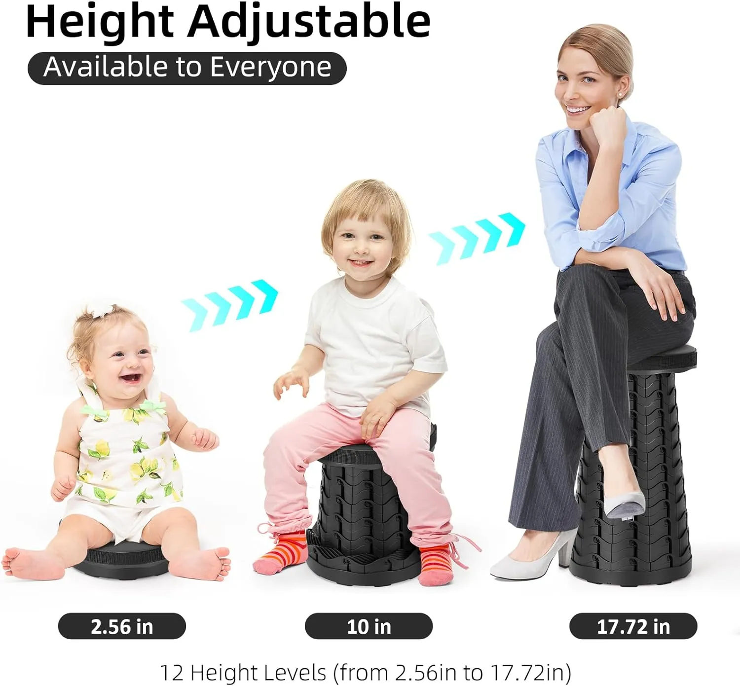 Collapsible Stool, Folding Chair - Upgraded Portable Chair with Load Capacity 400lbs, Portable Stool for Camping Fishing Hiking - Folding Stool with Carrying Straps,Gifts for Fisherman (Black)