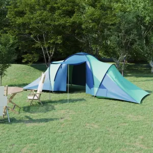 Comfortable 6-Person Camping Tent, Easy Setup and Spacious Interior with Mosquito Net, Blue and Green