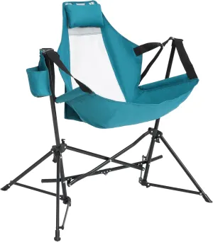 Comfortable and Portable Folding Hammock Chair for Camping and Outdoor Use, Sturdy Steel Frame, Blue