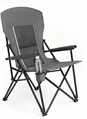 Comfortable High Back Lawn Chair with Cup Holder - Durable Portable Folding Chair for Outdoor Activities(Gray)