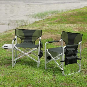 Comfortable Outdoor Folding Chair Set with Side Table, Lightweight and Portable for Camping and Picnics, Green