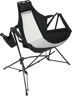 Comfortable Outdoor Relaxation with Portable Hammock Camping Chair, Adjustable Back and Cup Holder, Easy to Fold and Carry, Black