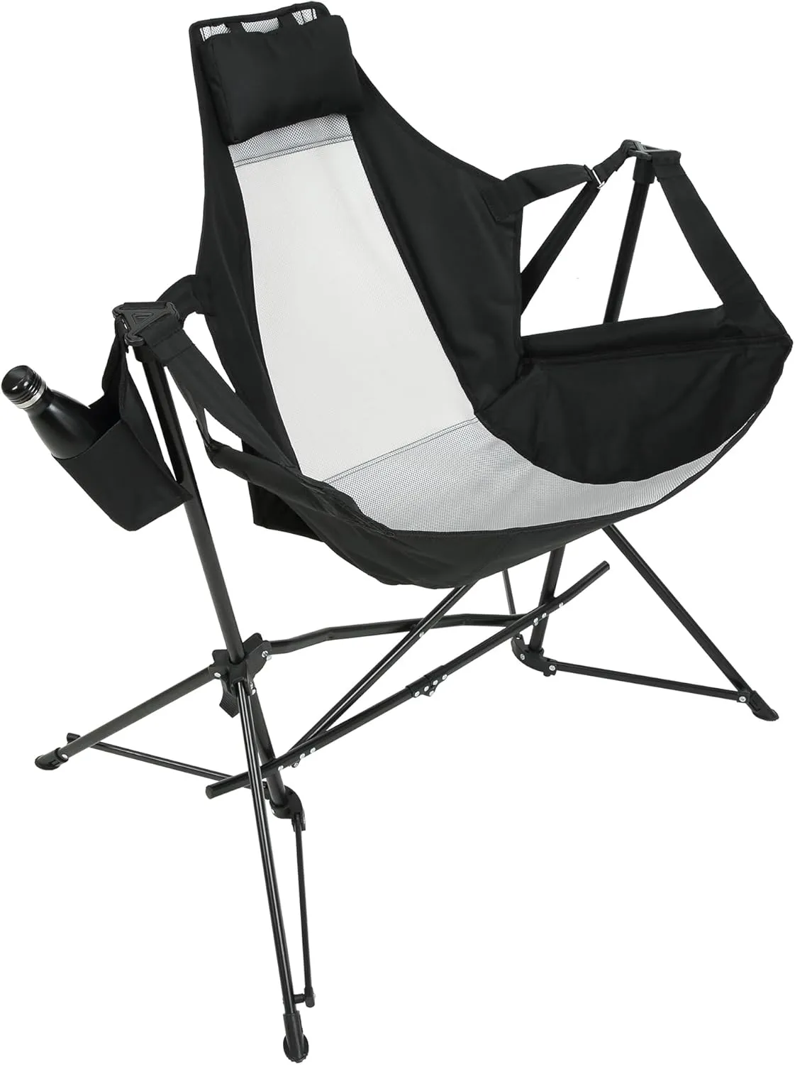 Comfortable Outdoor Relaxation with Portable Hammock Camping Chair, Adjustable Back and Cup Holder, Easy to Fold and Carry, Black