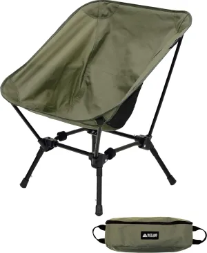 Compact Camping Fit Chair, 4 Height Adjustment, Folding Camping Chair, Low Chair, Olive