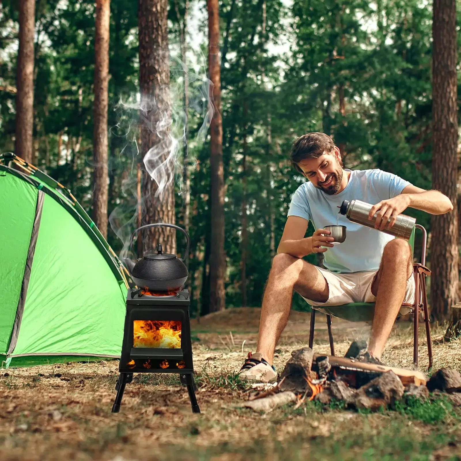 Compact Wooden Camping Stove - Lightweight & Portable Outdoor Cooking Gear