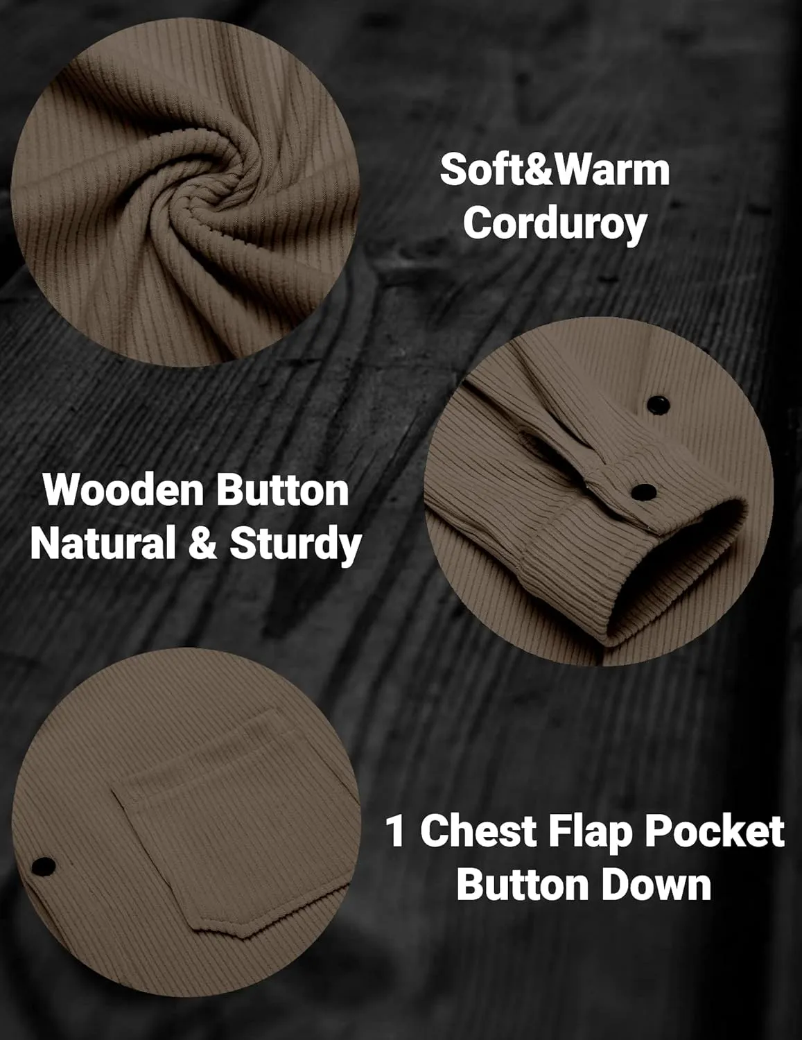 COOFANDY Men's Corduroy Shirt Casual Shacket Long Sleeve Button Down Lightweight Jacket