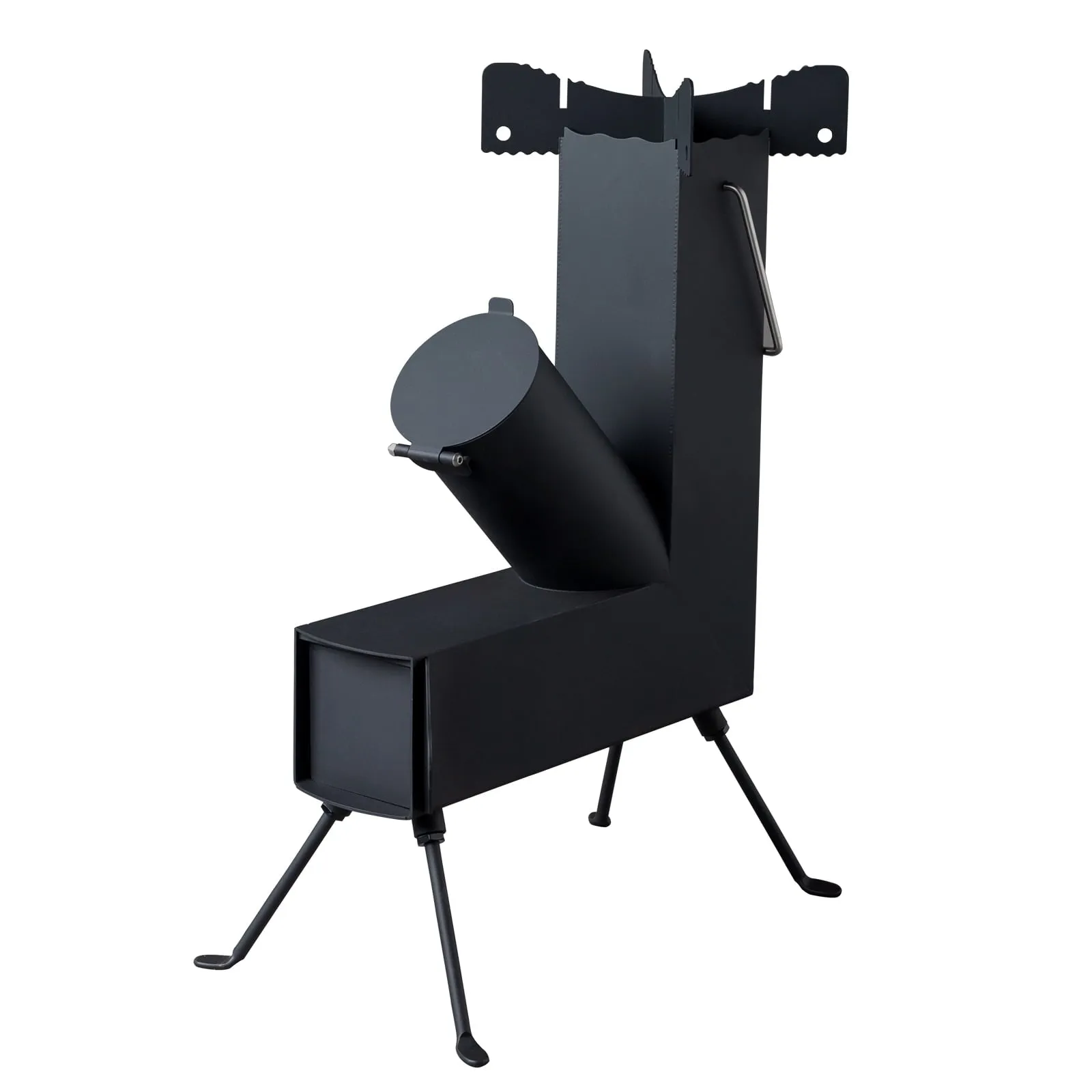 COOKCOK Camping rocket stove, Chimney Covered, Foldable, 9.44"D x 17"W x 22"H, Alloy Steel, Black