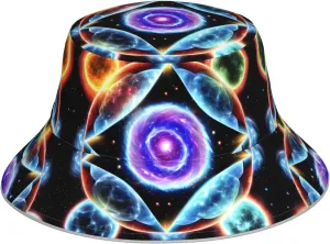 Cosmic Stars Printing Reflective Bucket Hat for Men and Women - Lightweight, Breathable, and Stylish Black, Black, One Size