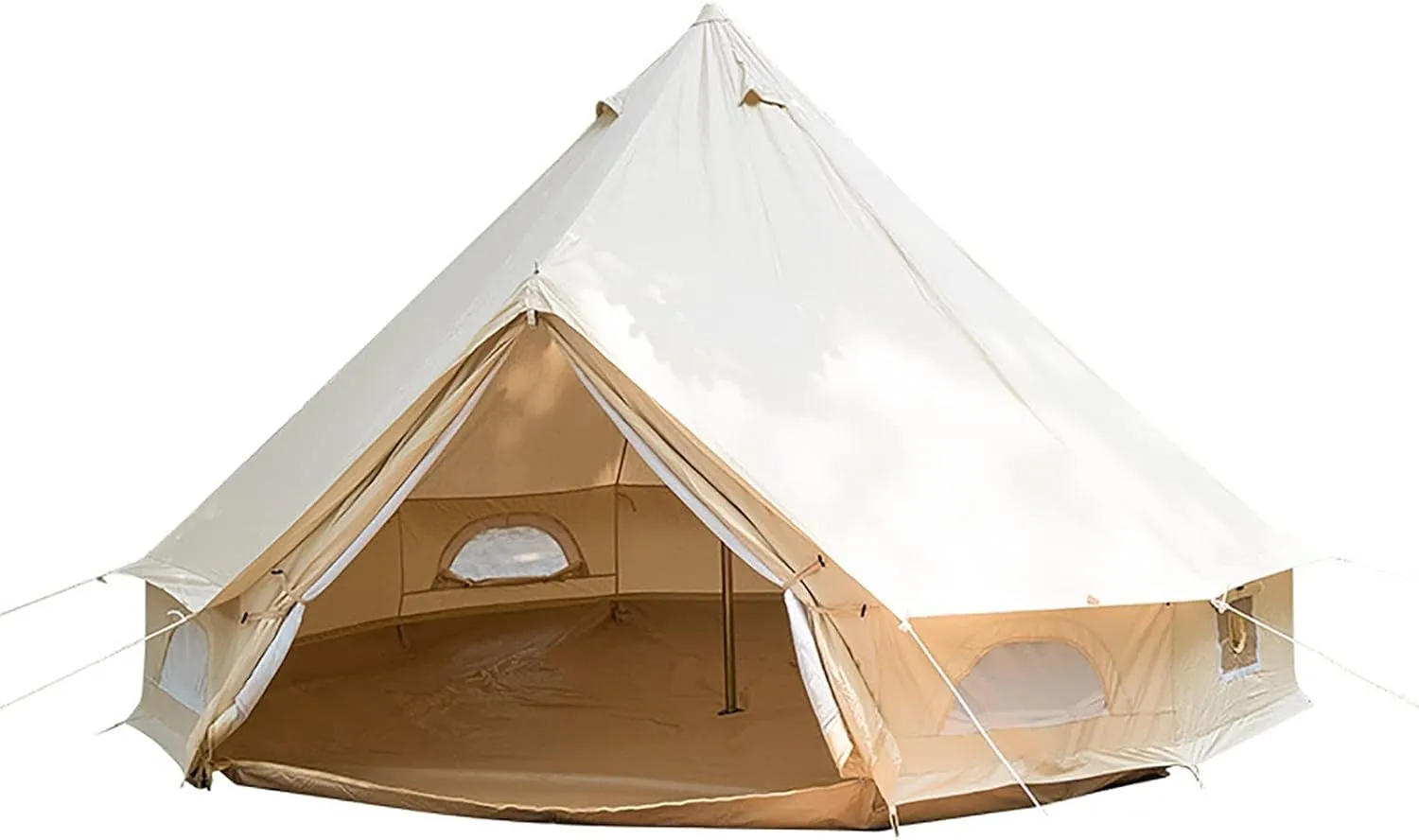 Cotton Canvas Tent with Stove Jack, 13ft Waterproof Bell Tent for Glamping, 4 Season Luxury Outdoor Camping Yurt Tent 5-8 Person, Great for Family Camping
