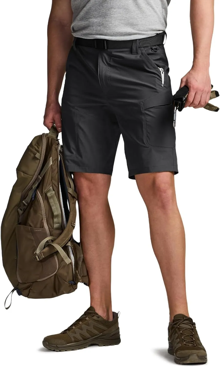 CQR Men's Hiking Cargo Shorts, Quick Dry Stretch Tactical Outdoor Shorts, Lightweight Camping Golf Shorts with Multi Pockets