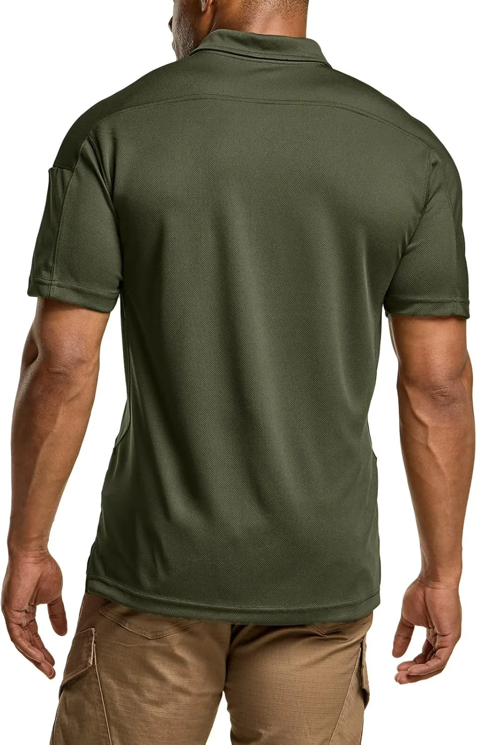 CQR Men's Polo Shirts, Tactical Short Sleeve Golf Performance Shirts, Lightweight Dry Fit UPF 50  Pique