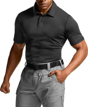 CQR Men's Polo Shirts, Tactical Short Sleeve Golf Performance Shirts, Lightweight Dry Fit UPF 50  Pique