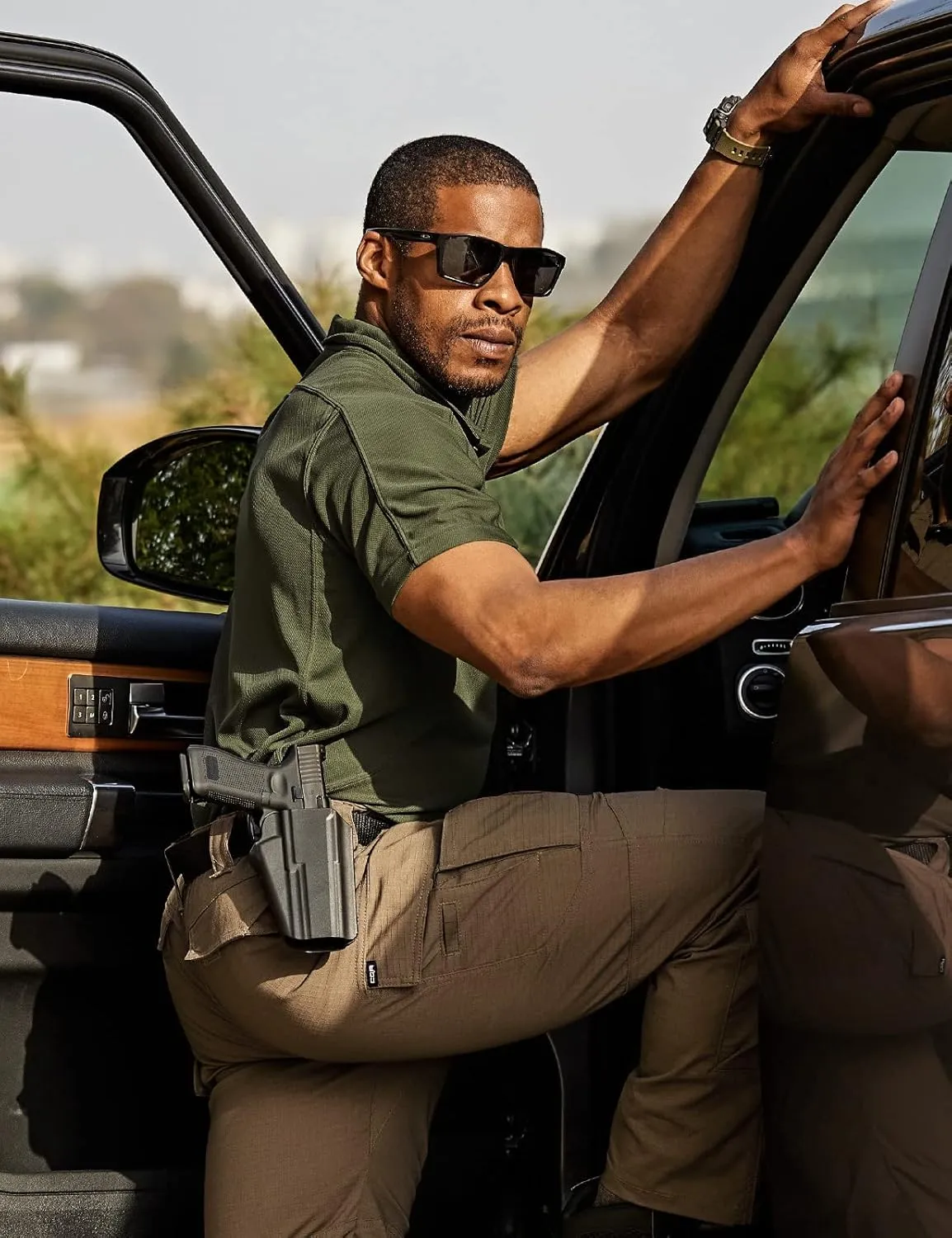 CQR Men's Polo Shirts, Tactical Short Sleeve Golf Performance Shirts, Lightweight Dry Fit UPF 50  Pique