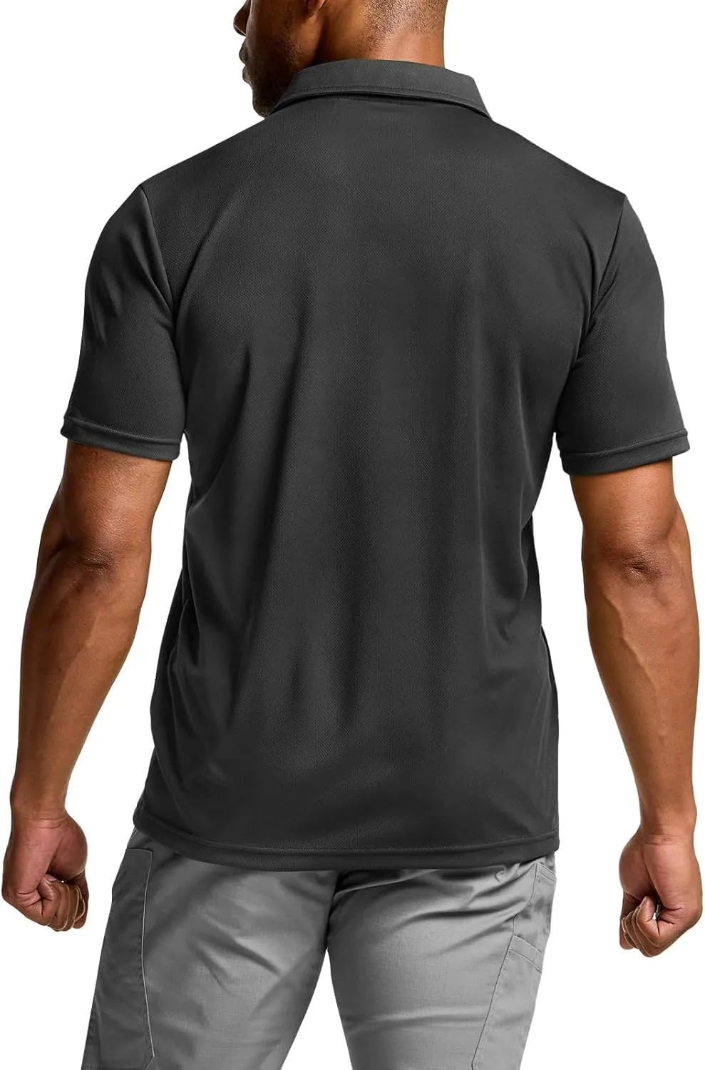 CQR Men's Polo Shirts, Tactical Short Sleeve Golf Performance Shirts, Lightweight Dry Fit UPF 50  Pique