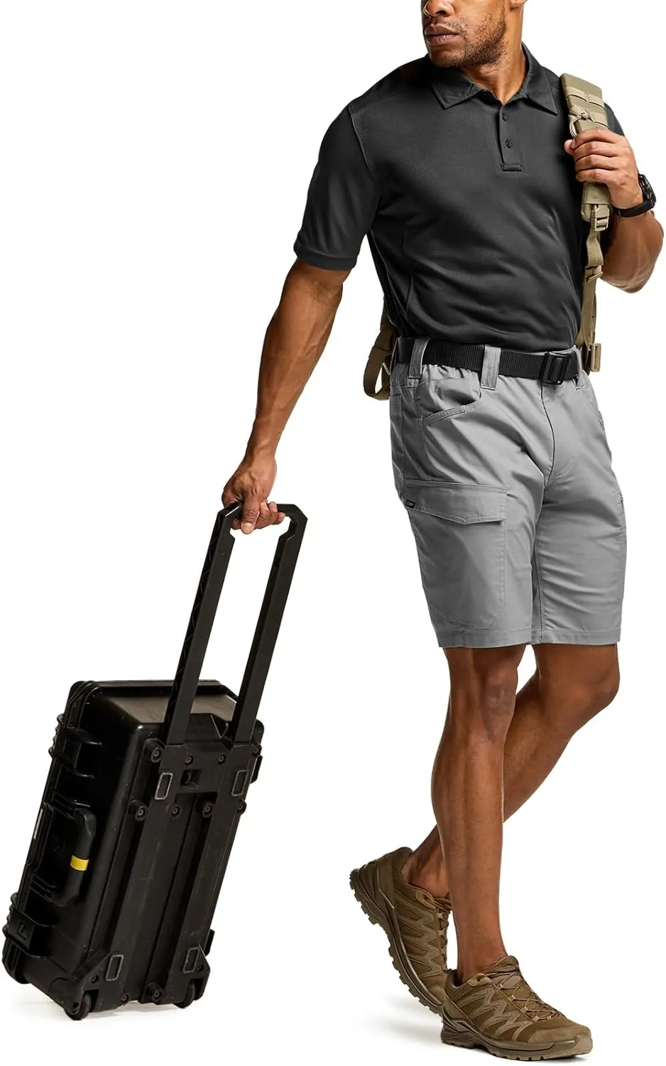 CQR Men's Polo Shirts, Tactical Short Sleeve Golf Performance Shirts, Lightweight Dry Fit UPF 50  Pique