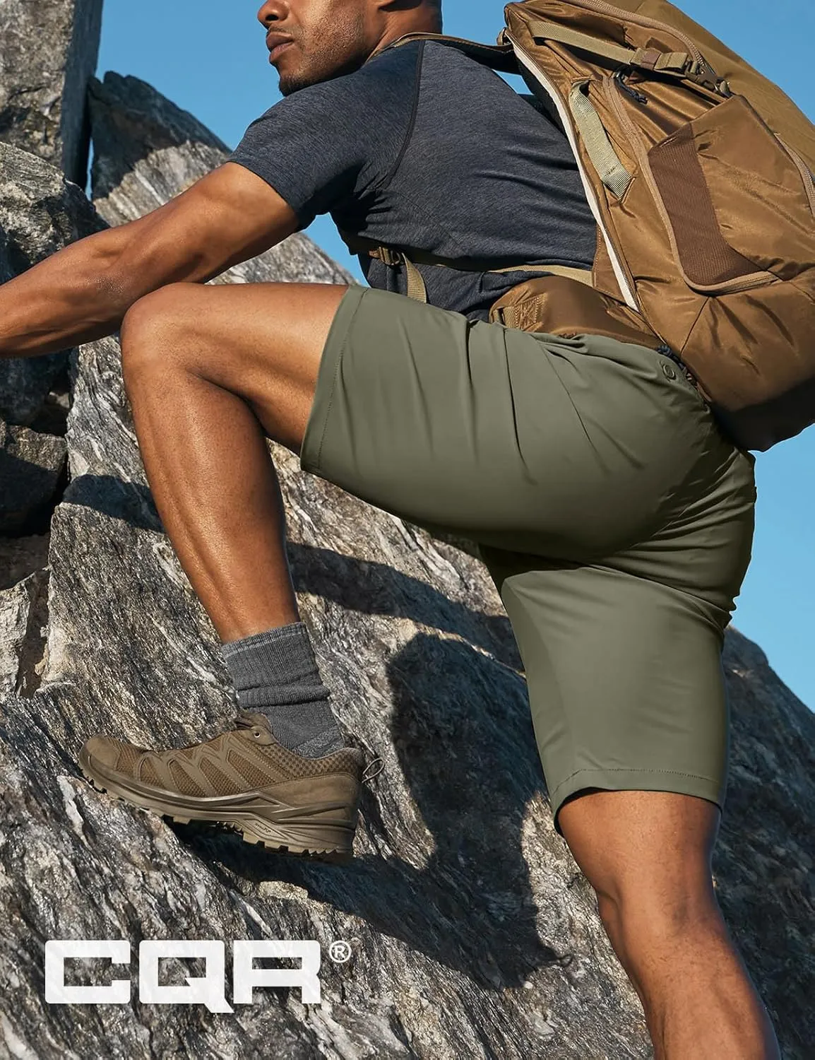 CQR Men's Quick Dry Stretch Hiking Cargo Shorts, Lightweight Water Resistant Tactical Casual, Golf & Outdoor with Pockets
