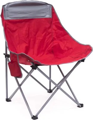 Creative Outdoor Folding Camping Bucket Moon Chair with Side Storage Pocket, Red