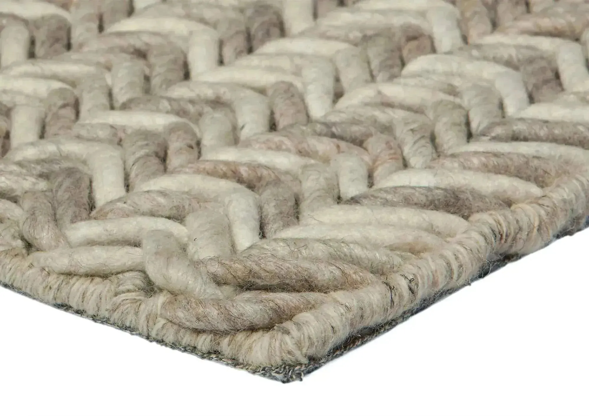 Criss-Cross Latte Modern Wool Rug