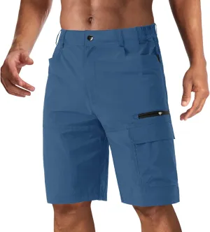 CRYSULLY Men's Hiking Cargo Shorts Outdoor Summer Lightweight Quick Dry Work Casual Shorts with 5 Zipper Pockets