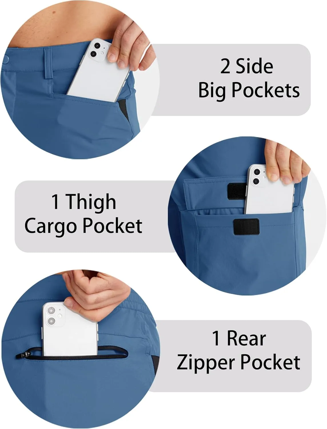 CRYSULLY Men's Hiking Cargo Shorts Outdoor Summer Lightweight Quick Dry Work Casual Shorts with 5 Zipper Pockets