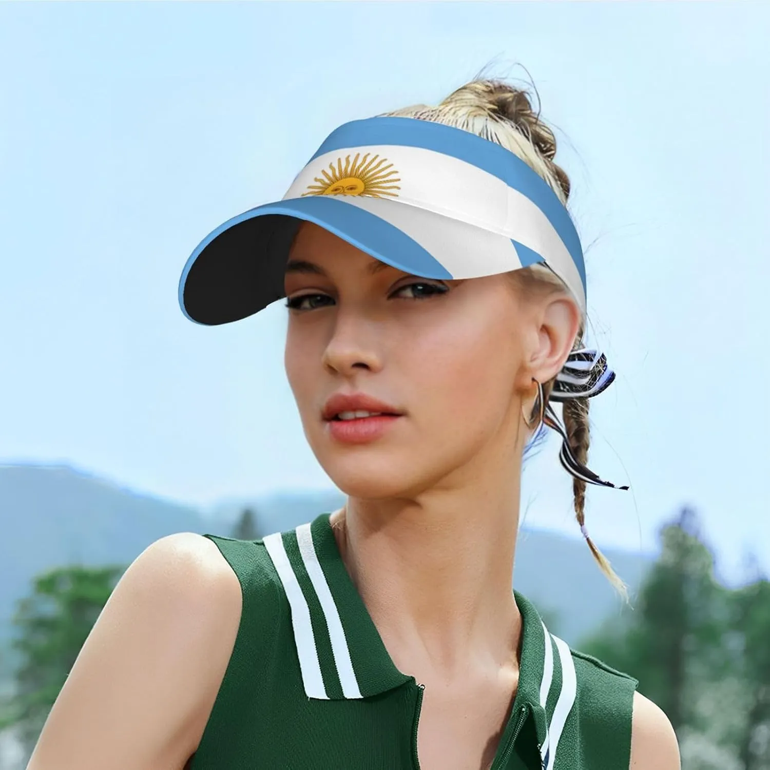 Cute Flag Sun Visor for Women and Men, Adjustable Sports Sun Visor Hats with UV Protection for Tennis Golf Running