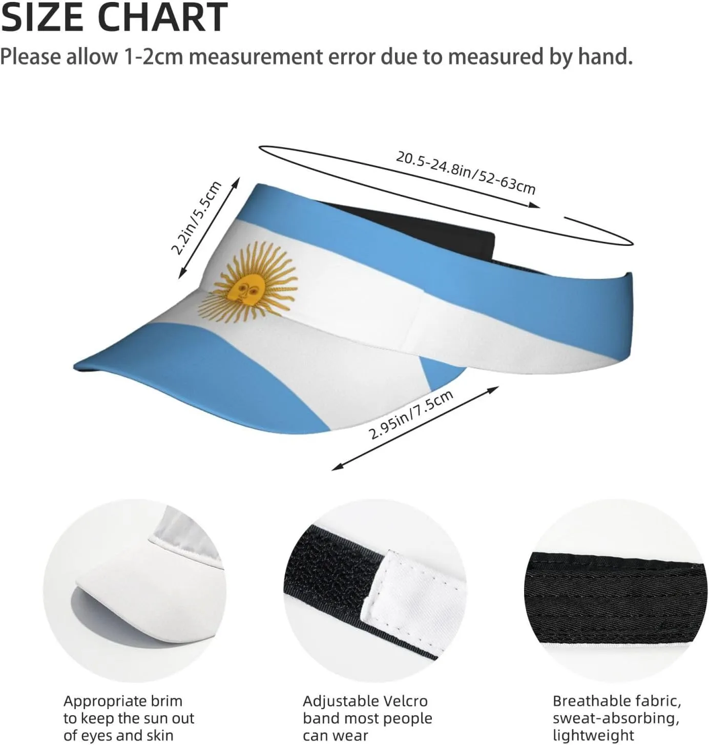 Cute Flag Sun Visor for Women and Men, Adjustable Sports Sun Visor Hats with UV Protection for Tennis Golf Running