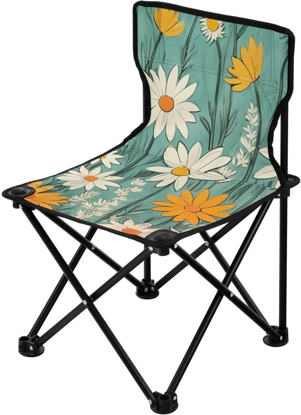 Daisies (2) Portable Outdoor Folding Chair Anti-Slip Padded Oxford Cloth Stool Camping Chair Small for Beach Hiking Fishing Gardening Quad Camp Chair