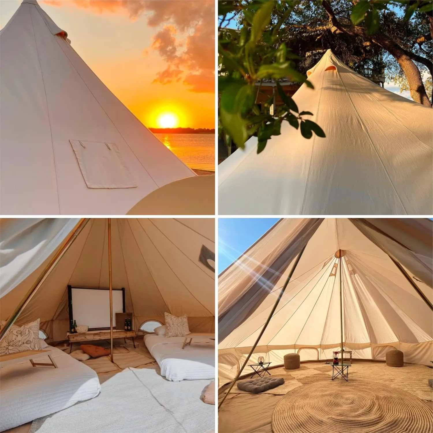 DANCHEL OUTDOOR B5PRO 4 Season Canvas Bell Tent with 2 Stove Jacks, Glamping Yurt Tent for All Year Living 4/6/8 Person Large Hot Tent Camping, 13/16.4/20ft