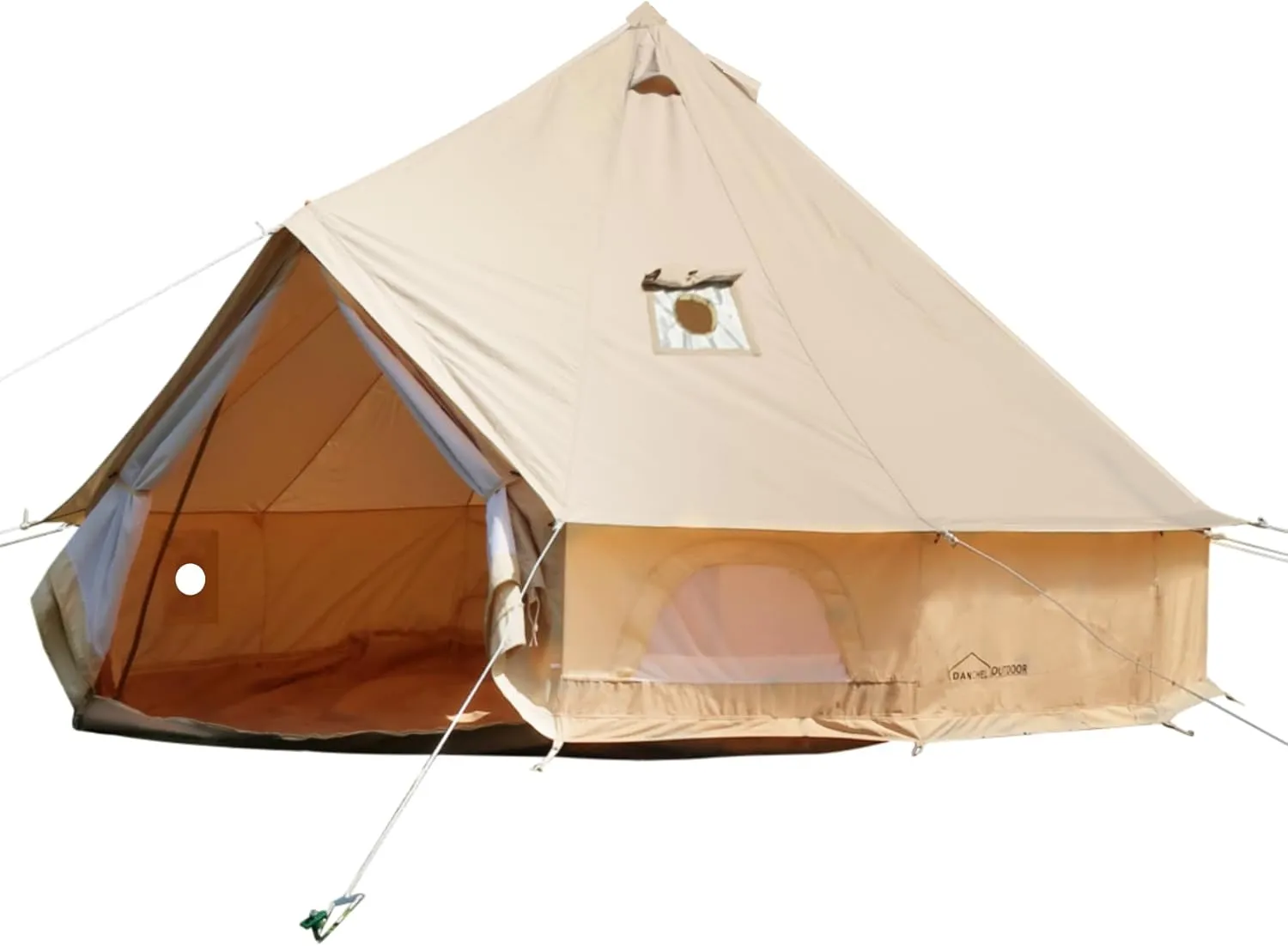 DANCHEL OUTDOOR B5PRO 4 Season Canvas Bell Tent with 2 Stove Jacks, Glamping Yurt Tent for All Year Living 4/6/8 Person Large Hot Tent Camping, 13/16.4/20ft
