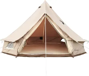 DANCHEL OUTDOOR B5PROA 4 Season Canvas Bell Tent - No Center Pole, Roomy Canvas Yurt Tent with Stove Jack for 4-6 Person All Year Camping