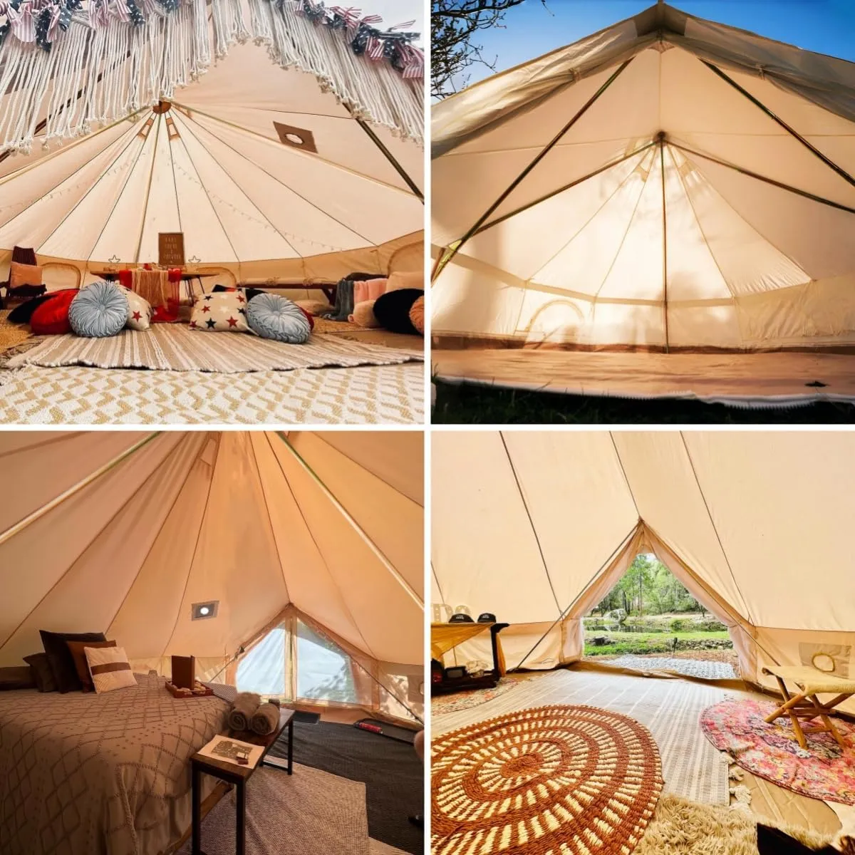 DANCHEL OUTDOOR B5PROA 4 Season Canvas Bell Tent - No Center Pole, Roomy Canvas Yurt Tent with Stove Jack for 4-6 Person All Year Camping