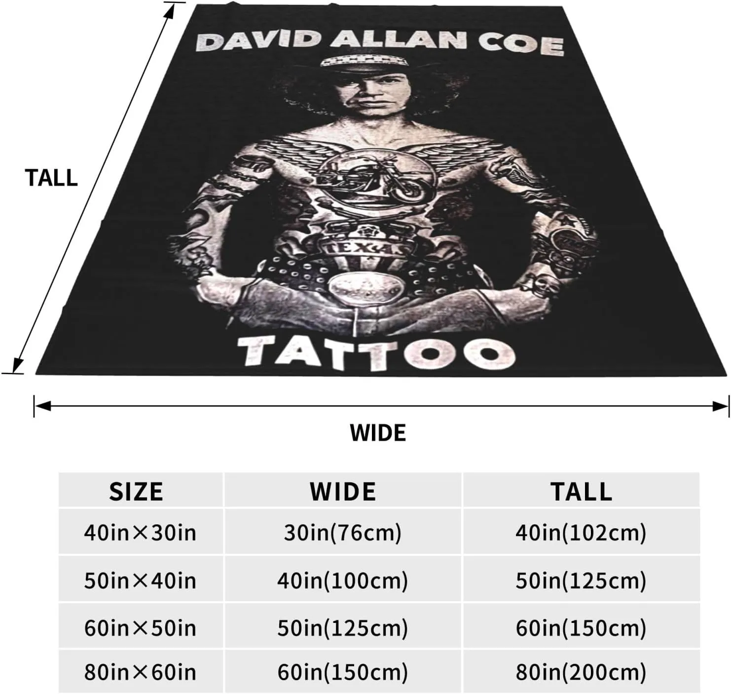David Music Allan Coe Fleece Throw Blanket Flannel Air Conditioning Quilt for Couch Camping Travel 40"x30"
