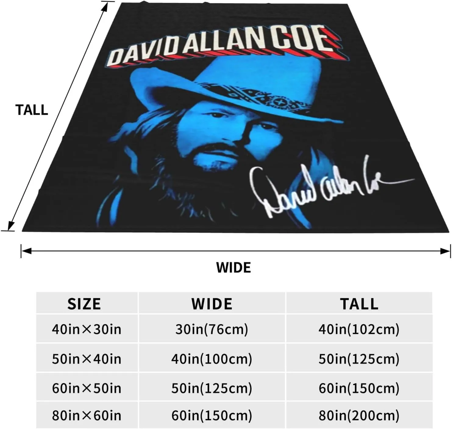 David Music Allan Coe Fleece Throw Blanket Flannel Air Conditioning Quilt for Couch Camping Travel 80"x60"