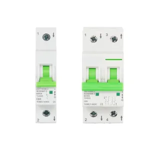 DC 2P 250V 550V Solar Mini Circuit Breaker 6A 10A 16A 20A 25A 32A 40A 50A 63A MCB for PV System TOMC7DC-63(1P DC 250V,10A)