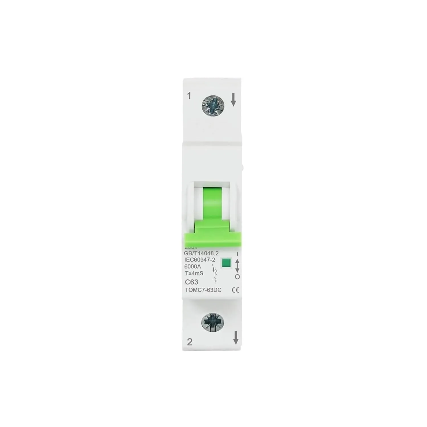 DC 2P 250V 550V Solar Mini Circuit Breaker 6A 10A 16A 20A 25A 32A 40A 50A 63A MCB for PV System TOMC7DC-63(1P DC 250V,10A)