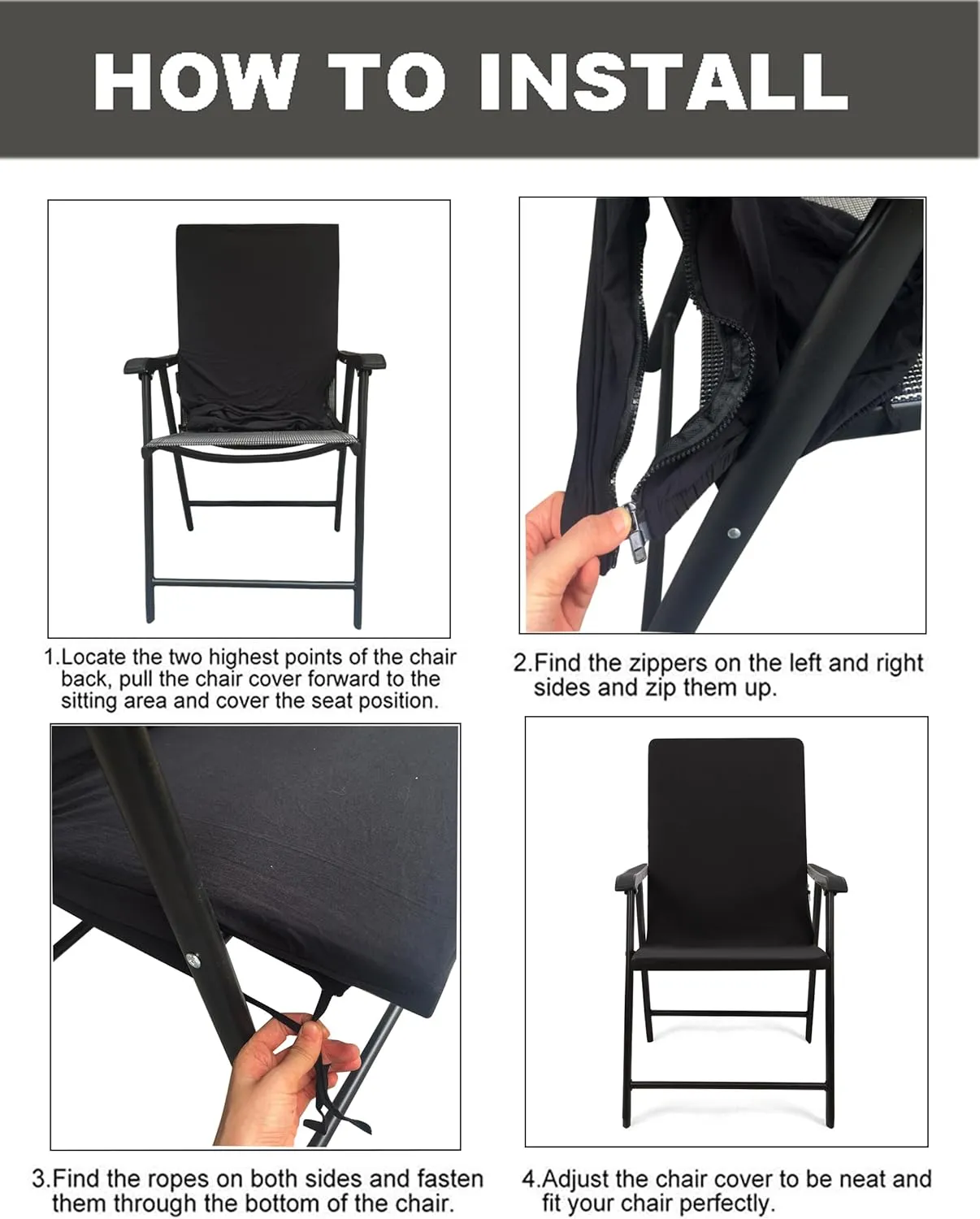 Deisy Dee Patio Dining Chair Covers, Outdoor Steel Sling Folding Chair Covers, Garden Metal Chair Covers (1, Purple Tree)