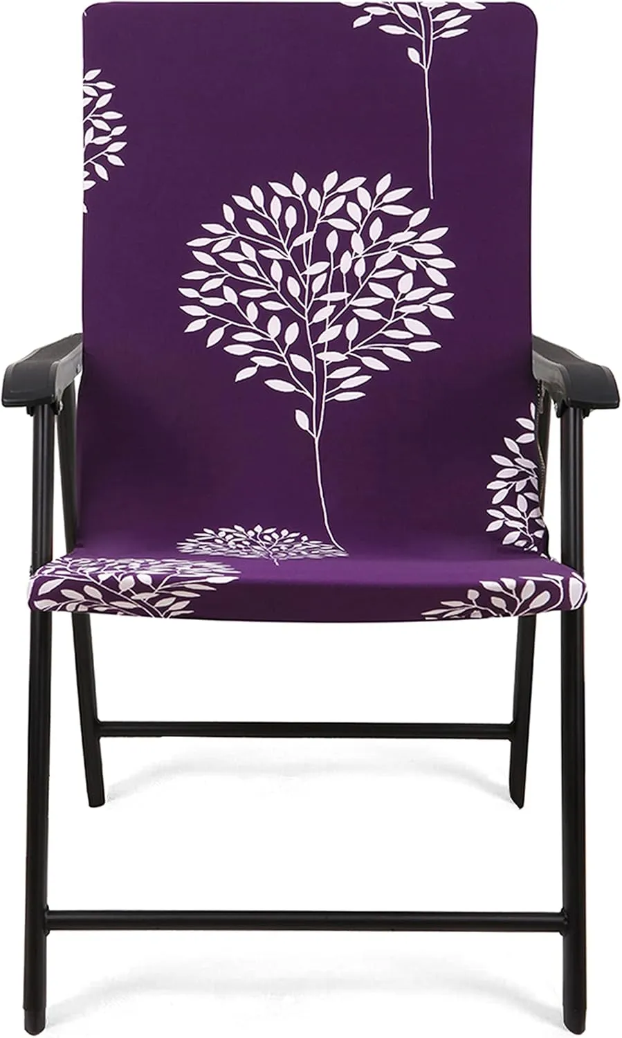 Deisy Dee Patio Dining Chair Covers, Outdoor Steel Sling Folding Chair Covers, Garden Metal Chair Covers (1, Purple Tree)