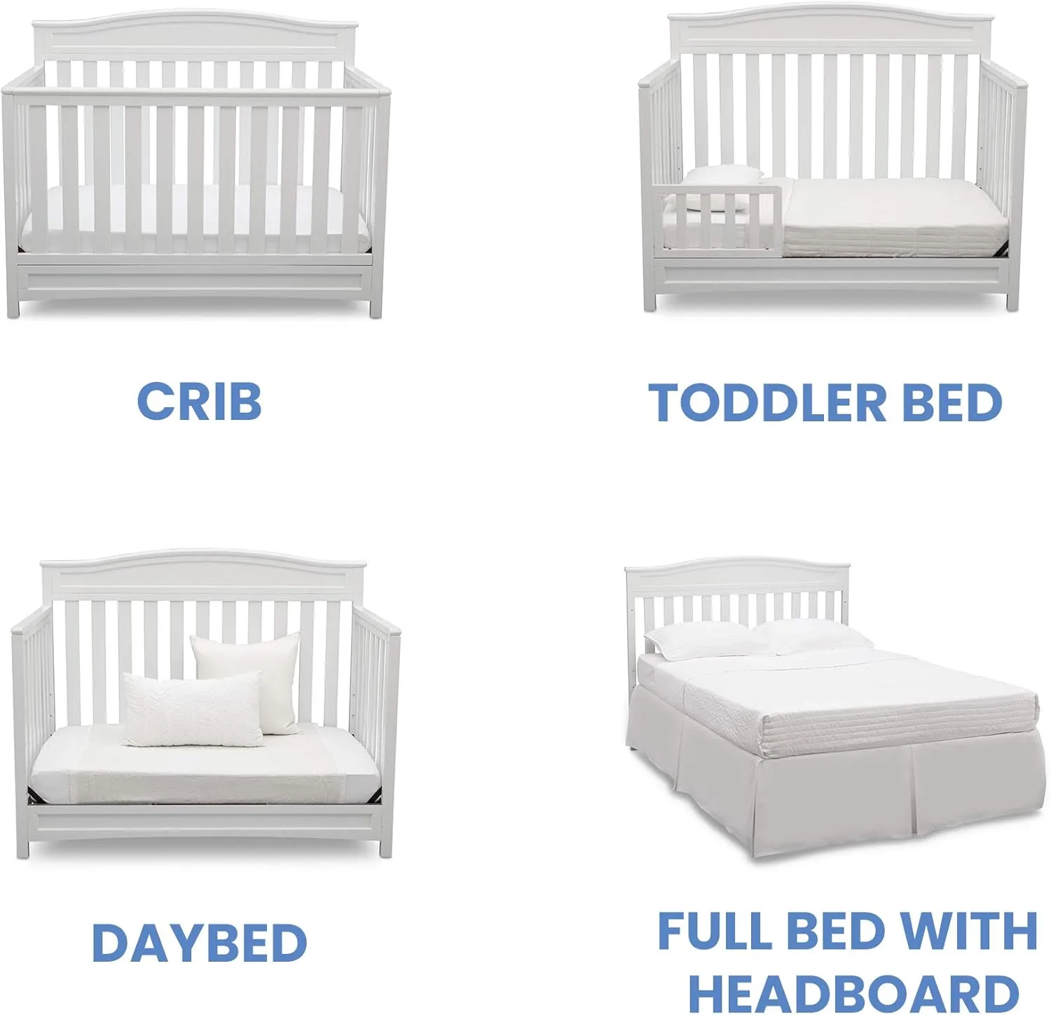 Delta Children Emery 4-in-1 Crib, White   Serta Perfect Slumber Dual Sided Recycled Fiber Core Crib and Toddler Mattress (Bundle)