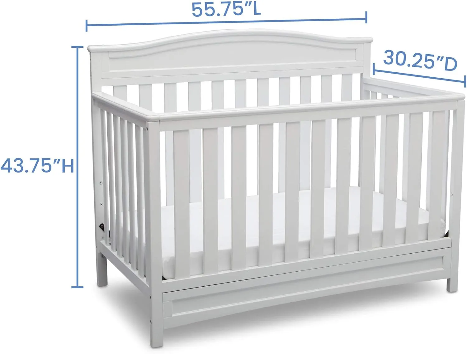 Delta Children Emery 4-in-1 Crib, White   Serta Perfect Slumber Dual Sided Recycled Fiber Core Crib and Toddler Mattress (Bundle)