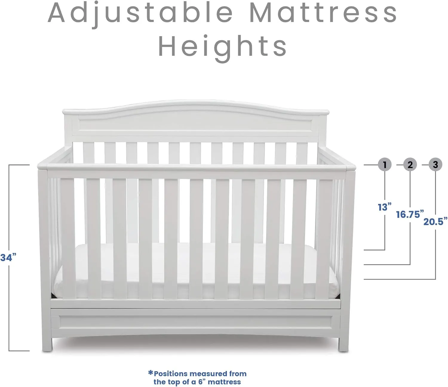 Delta Children Emery 4-in-1 Crib, White   Serta Perfect Slumber Dual Sided Recycled Fiber Core Crib and Toddler Mattress (Bundle)