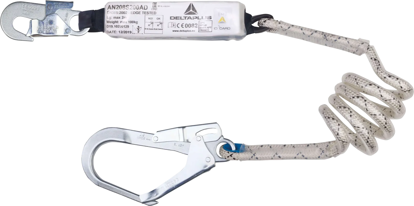 Delta Plus SPIRAL AN208S200AD – Compact Energy-Absorbing Lanyard with Patented System for Short