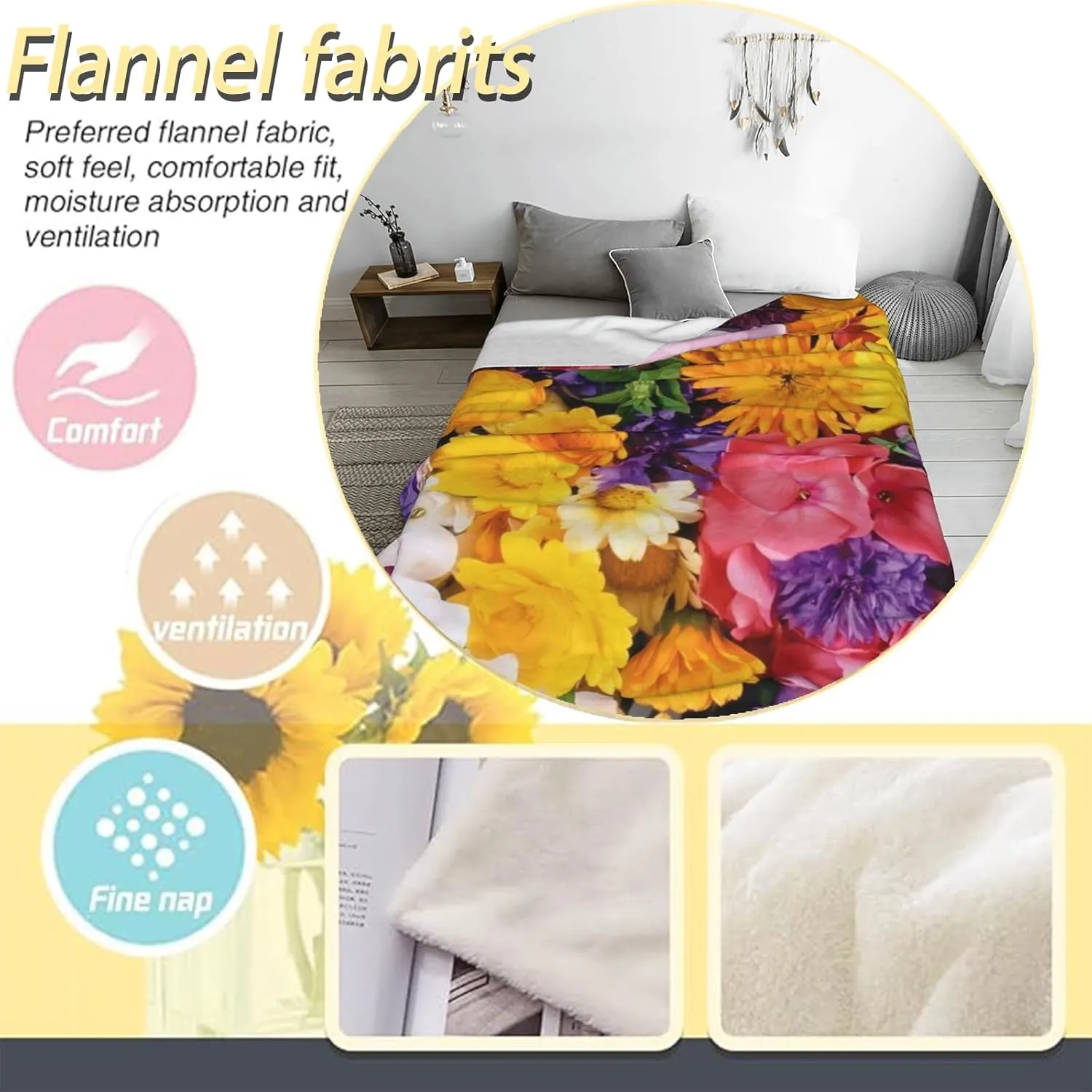 Desert Sunset Throw Blanket for Couch Picnic Camping Outdoor Decor, Wilderness Cactus Botanical Scene Design, Super Soft Cozy Plush Fluffy Fleece Blankets Gifts for Kids Adults, 60x50 Inch