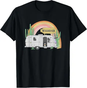 Desert Wander Cactus Camping RV Airstream Dreams Wanderlust T-Shirt