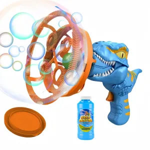 Dino Bubble Gun Bubble Machine for Dinosaur Bubble Blower Toy for Kids and Toddlers Bubble in Bubble Gun Party Favors Birthday for 3 4 5 6 7 8 9 10 Years Old Boys and Girls (Blue)