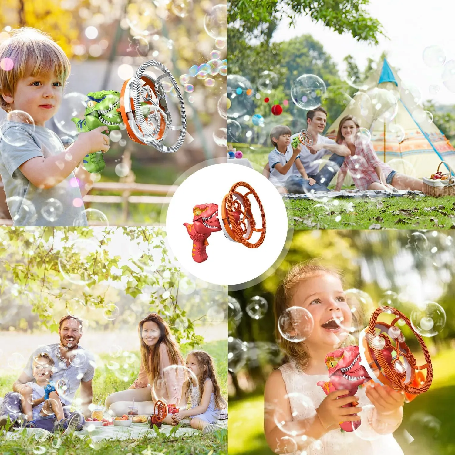 Dino Bubble Gun Bubble Machine for Dinosaur Bubble Blower Toy for Kids and Toddlers Bubble in Bubble Gun Party Favors Birthday for 3 4 5 6 7 8 9 10 Years Old Boys and Girls (Blue)