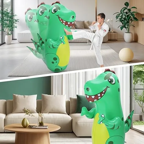 Dinosaur Party Favors for Kids,Dino Birthday Supplies,Dino Themed Party Decorations, Party Games with Inflatable Dinosaur Punching Bag