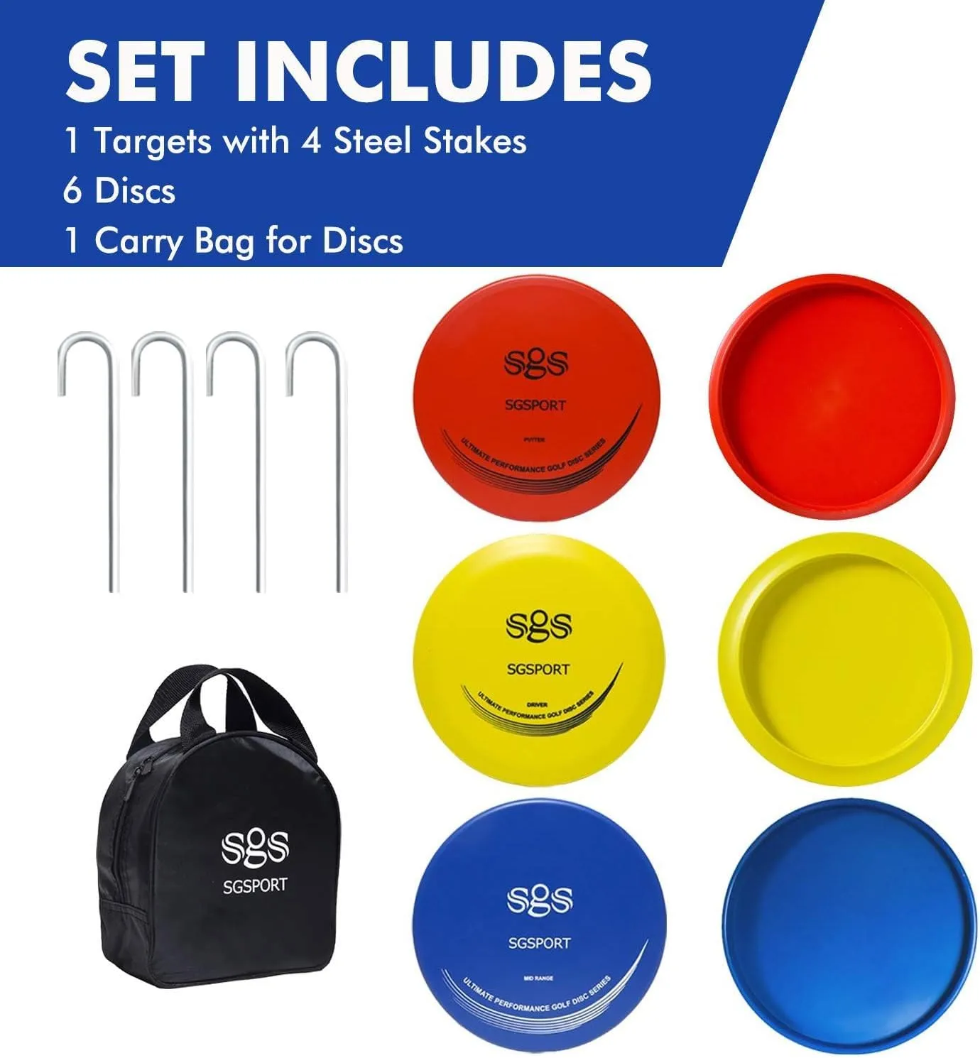 Disc Golf Basket - Portable Disc Golf Target with Heavy Duty 24-Chains Come with 3pcs Disc Golf Discs and Ground Stake -Suitable for Players of All Levels - Multi Color Available