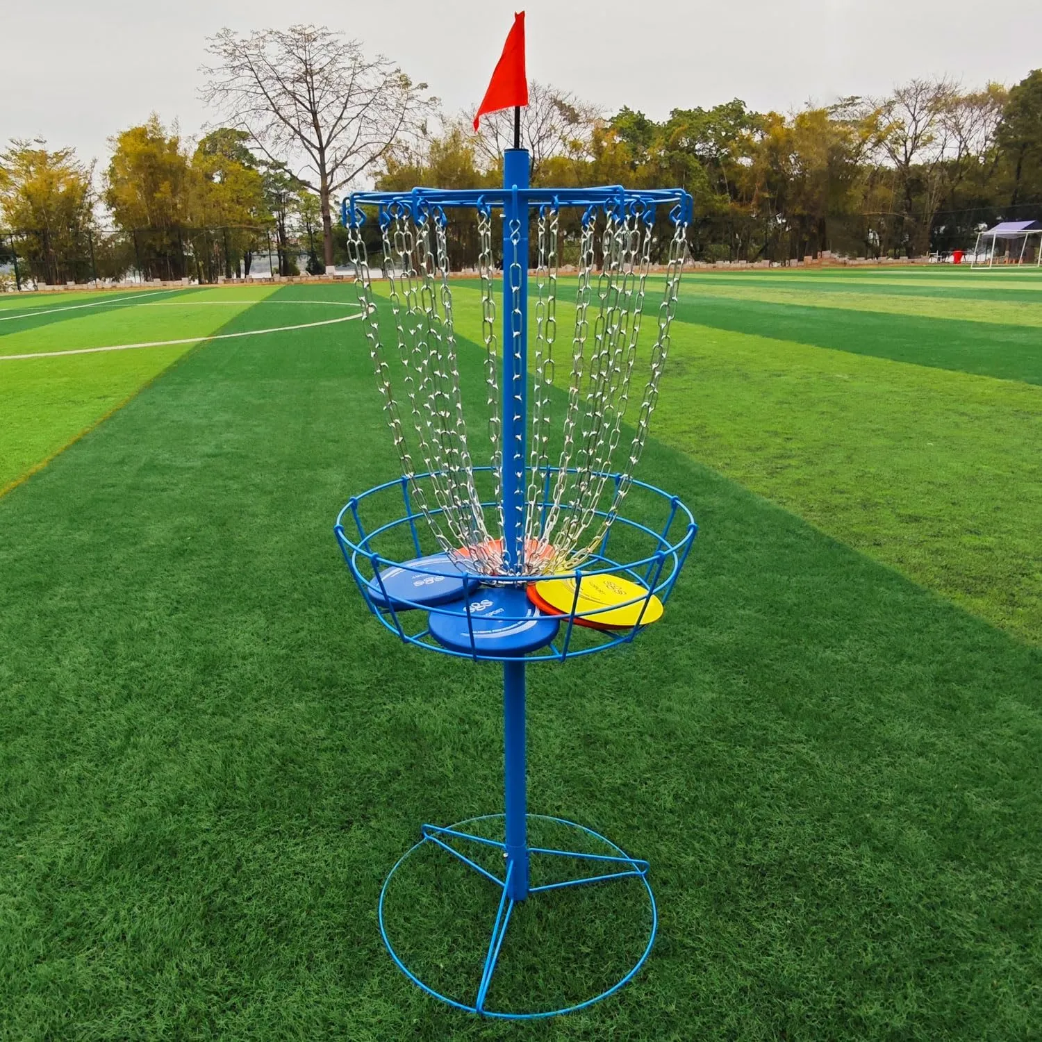 Disc Golf Basket - Portable Disc Golf Target with Heavy Duty 24-Chains Come with 3pcs Disc Golf Discs and Ground Stake -Suitable for Players of All Levels - Multi Color Available