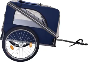 Dog Bike Trailer for Medium & Small Dogs, Waterproof Fabric, 3 Entrances, Safety Features, Blue-Gray